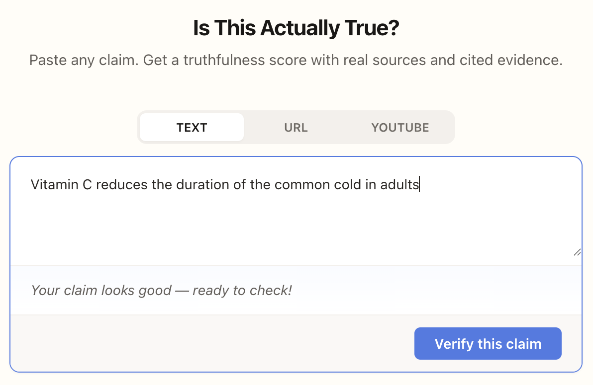 Is this actually true? Frame a claim for verification